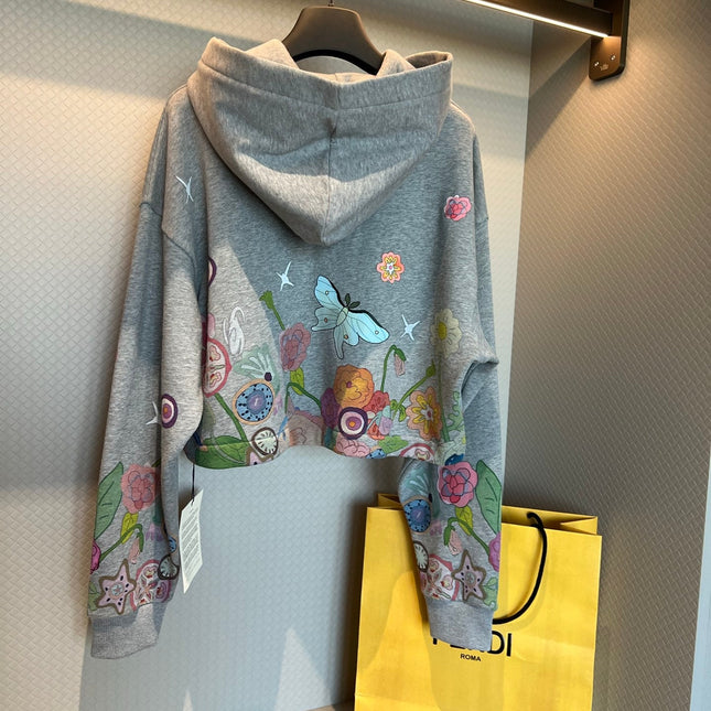 FENDI 26S PRINTED CROPPED HOODIE 142