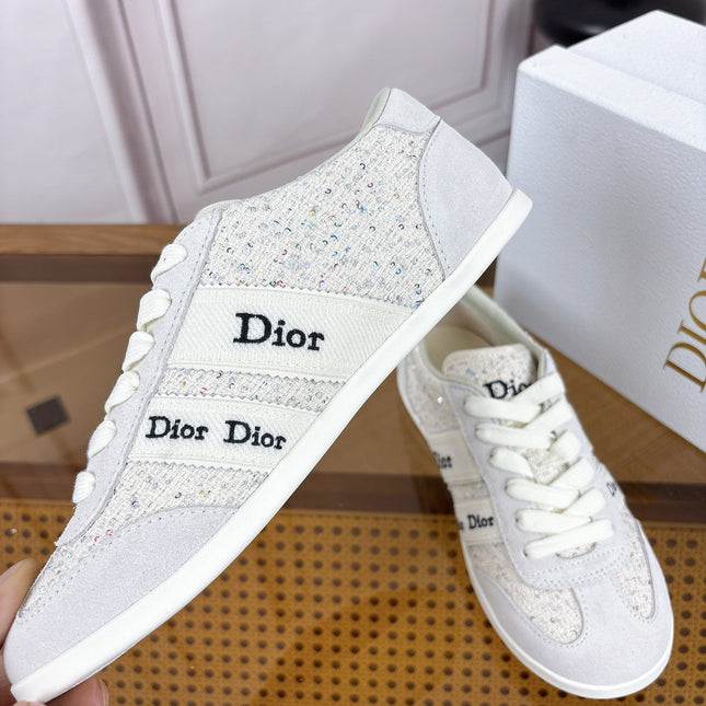 DIOR 26S SNEAKERS IN LIGHT GREY SUEDE AND TWEED