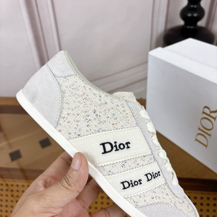 DIOR 26S SNEAKERS IN LIGHT GREY SUEDE AND TWEED