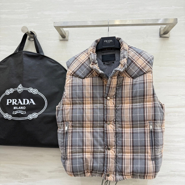 PRADA 25S PLAID DOWN VEST 512