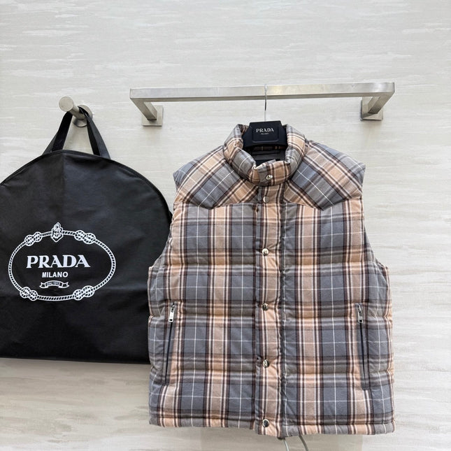 PRADA 25S PLAID DOWN VEST 512