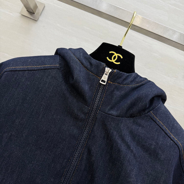 MONCLER 25S COTTON DENIM HOODED JACKET 345