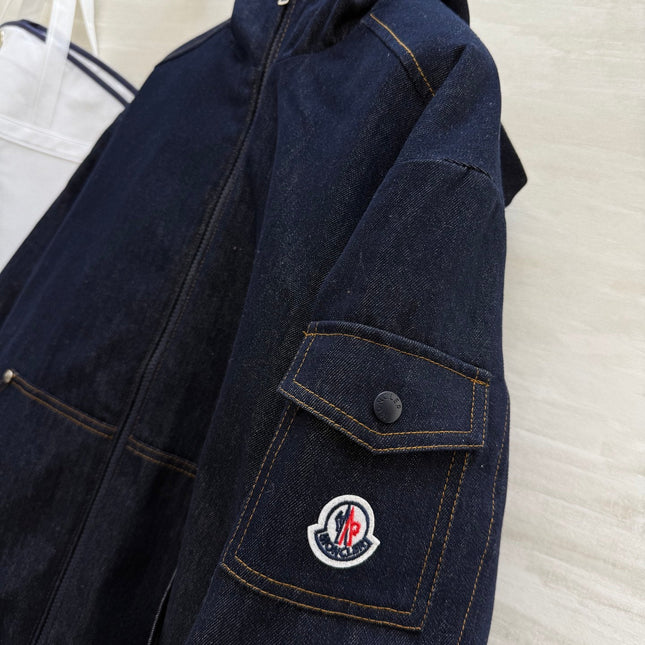MONCLER 25S COTTON DENIM HOODED JACKET 345