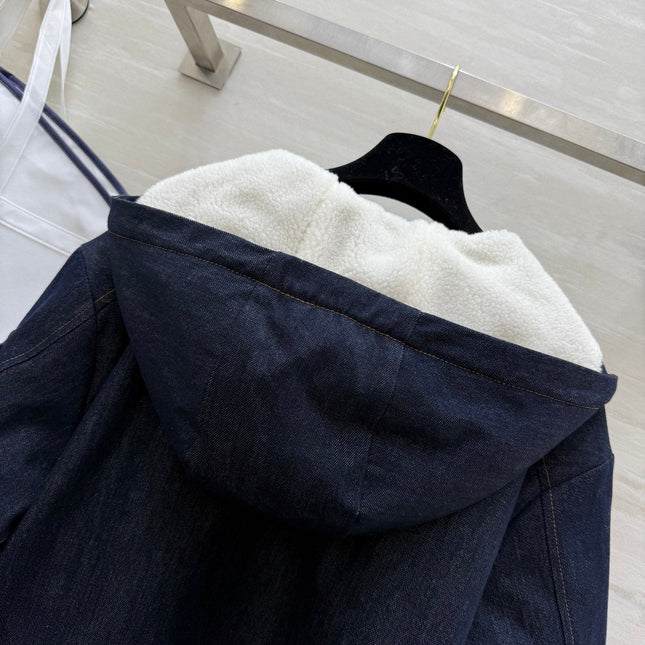 MONCLER 25S COTTON DENIM HOODED JACKET 345