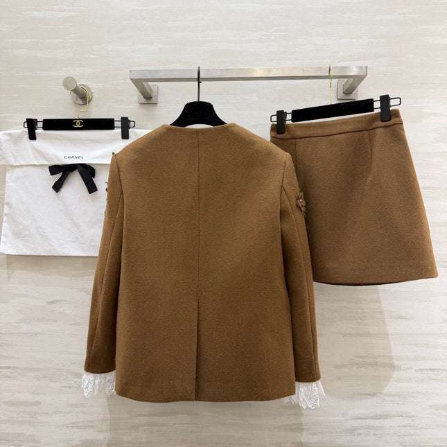 CHANEL 26S WOOL JACKET AND SKIRT SET 869