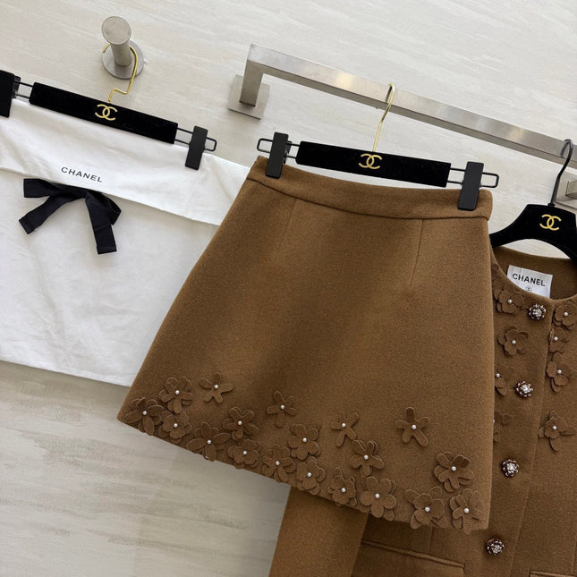 CHANEL 26S WOOL JACKET AND SKIRT SET 869
