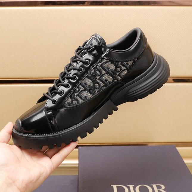 CD COMBAT DERBY SHOE BLACK AND BEIGE POLISHED CALFSKIN