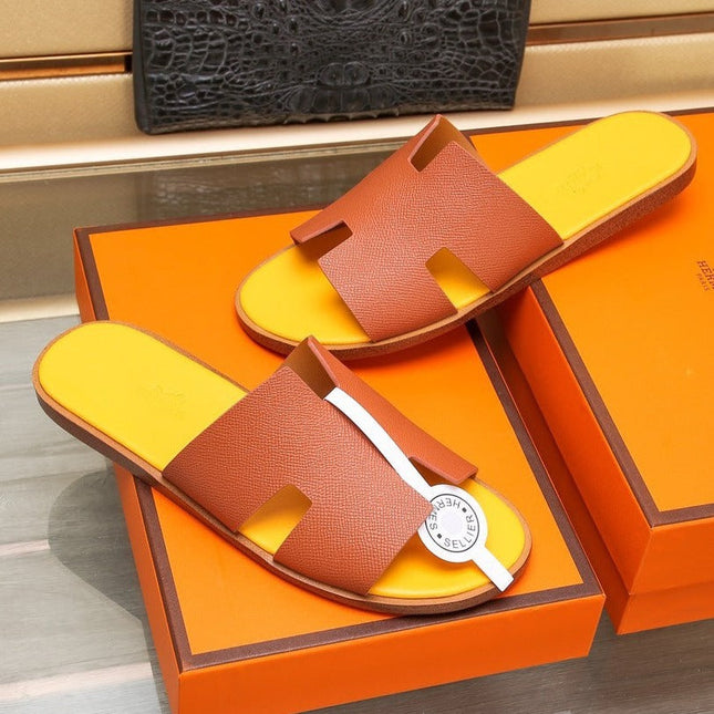 HM IZMIR SANDAL FIRE AND LEMON CALFSKIN