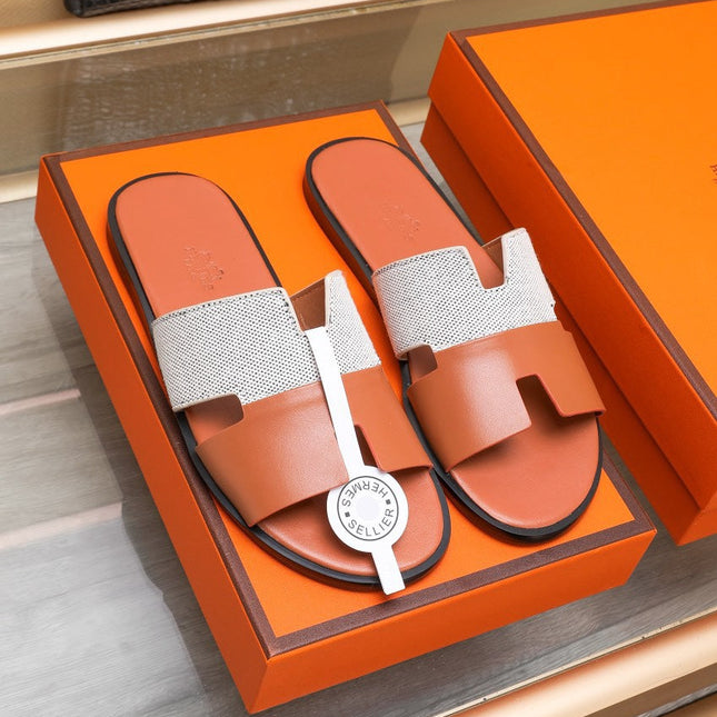 HM IZMIR SANDAL ORANGE AND WHITE LAMBSKIN