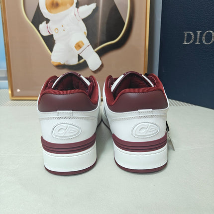 DIOR 26S LOW-TOP SNEAKER IN WHITE AND DARK RED CALFSKIN
