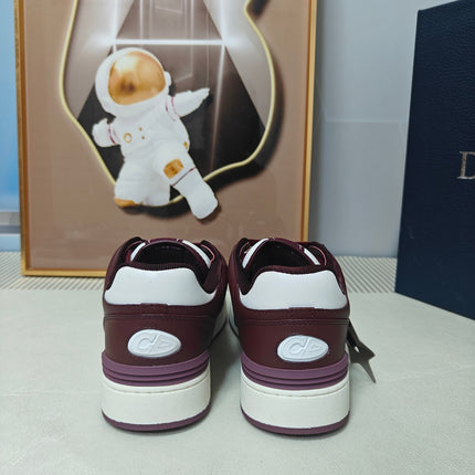 DIOR 26S LOW-TOP SNEAKER IN WHITE AND BURGUNDY RED CALFSKIN