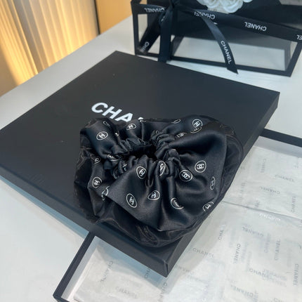 CHANEL 26S BOW SCRUNCHIE IN BLACK SILK 512117