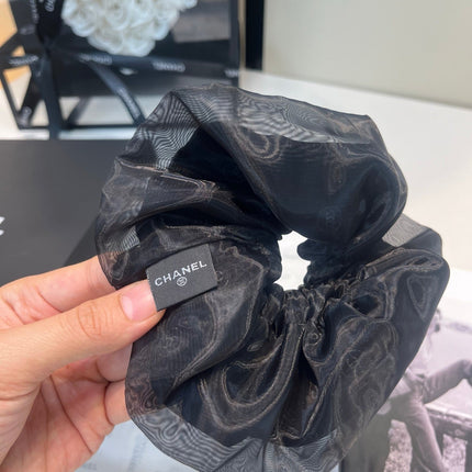 CHANEL 26S BOW SCRUNCHIE IN BLACK SILK 512117