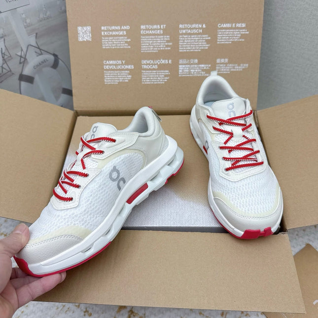 LOEWE 26S ON CLOUDTILT SHOES IN WHITE AND RED MESH