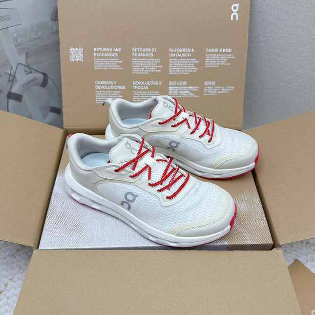 LOEWE 26S ON CLOUDTILT SHOES IN WHITE AND RED MESH