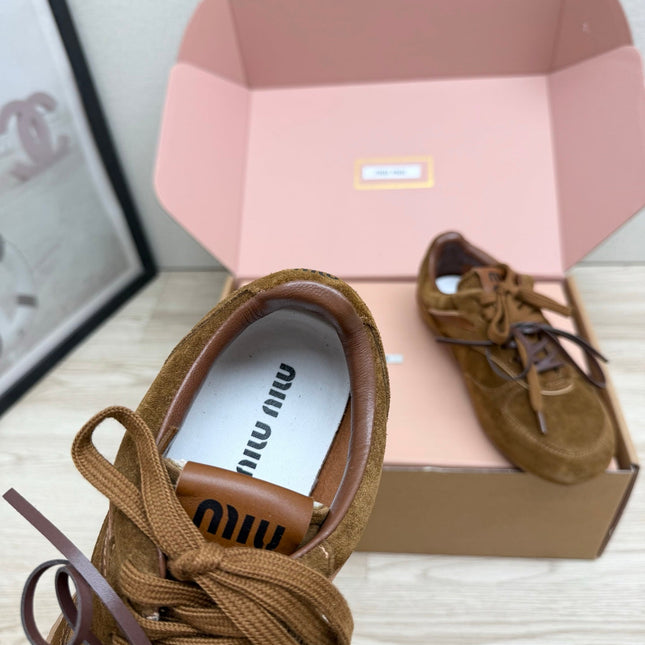 MIUMIU 26S SNEAKERS IN BROWN SUEDE STYLE 10