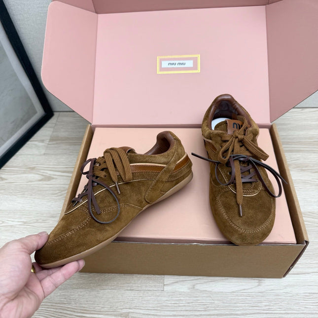 MIUMIU 26S SNEAKERS IN BROWN SUEDE STYLE 10
