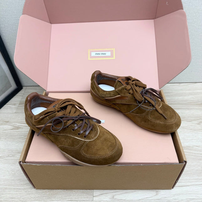 MIUMIU 26S SNEAKERS IN BROWN SUEDE STYLE 10