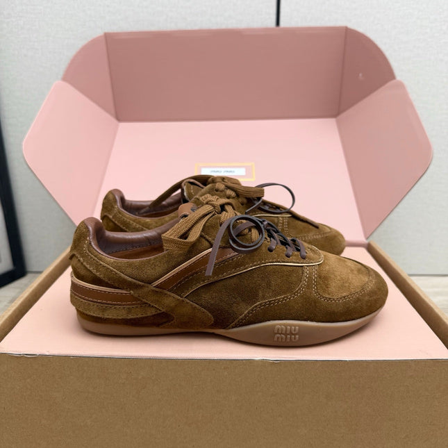 MIUMIU 26S SNEAKERS IN BROWN SUEDE STYLE 10