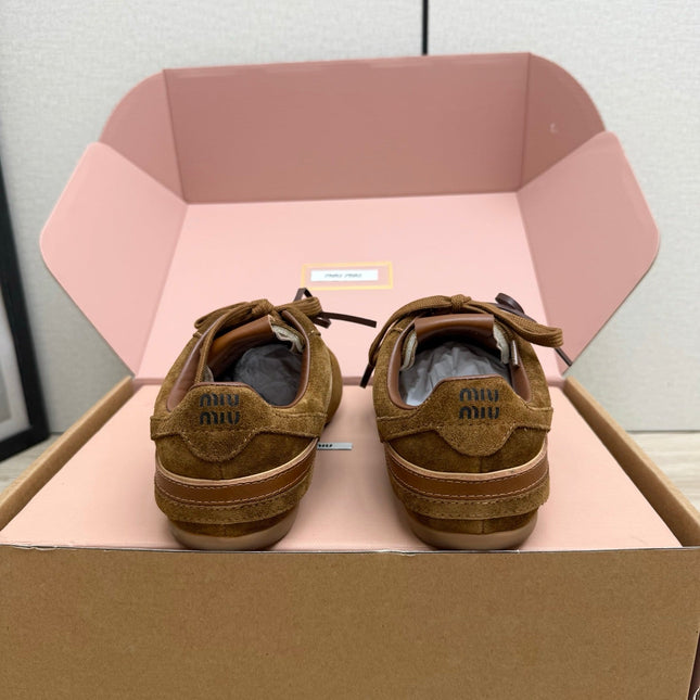 MIUMIU 26S SNEAKERS IN BROWN SUEDE STYLE 10