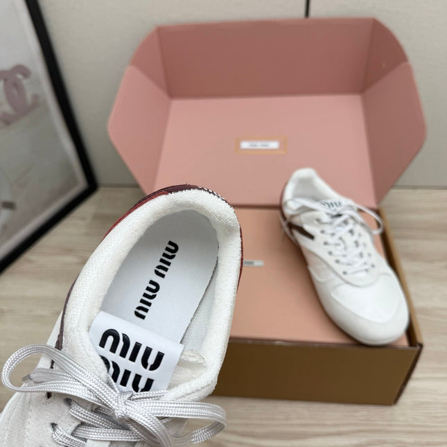 MIUMIU 26S SNEAKERS IN WHITE FABRIC AND SUEDE STYLE 13