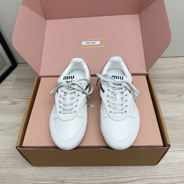 MIUMIU 26S SNEAKERS IN WHITE FABRIC AND SUEDE STYLE 13