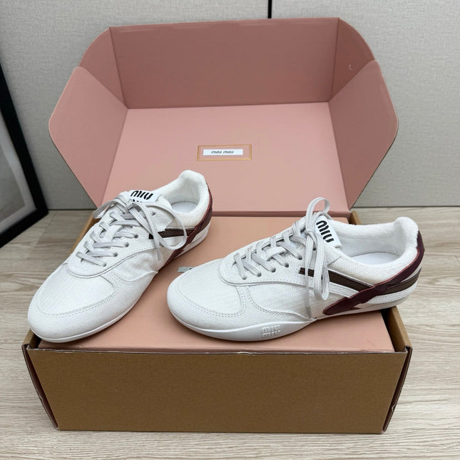 MIUMIU 26S SNEAKERS IN WHITE FABRIC AND SUEDE STYLE 13
