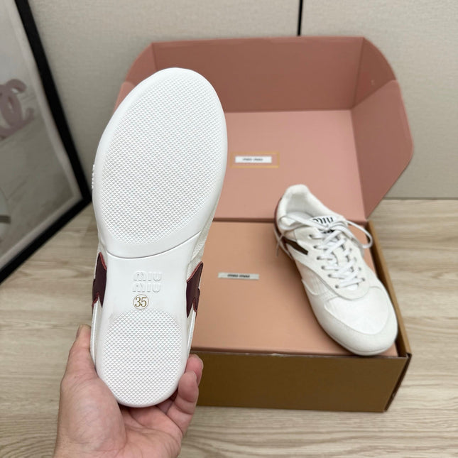 MIUMIU 26S SNEAKERS IN WHITE FABRIC AND SUEDE STYLE 13