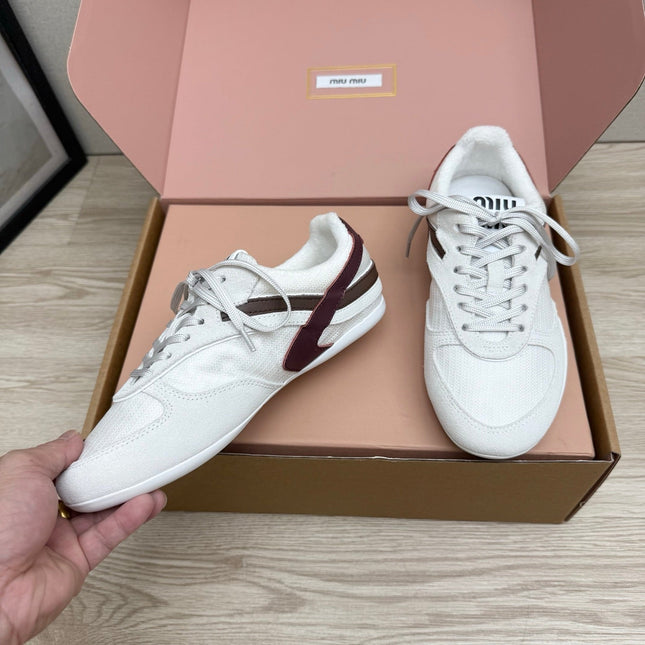 MIUMIU 26S SNEAKERS IN WHITE FABRIC AND SUEDE STYLE 13