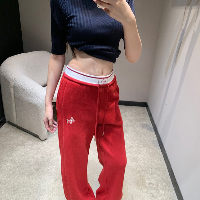 HERMES 25S FLEECE-LINED WIDE-LEG PANTS 441
