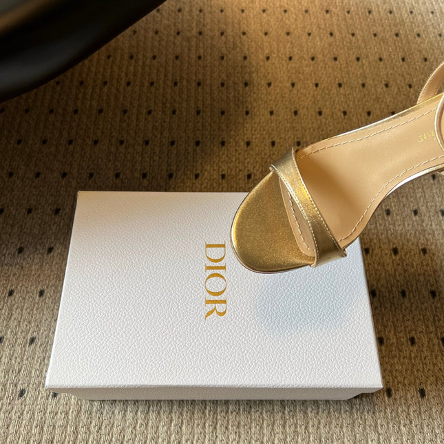 DIOR 26S CRYSTAL HIGH-HEEL SANDALS 80 MM IN GOLD LAMBSKIN