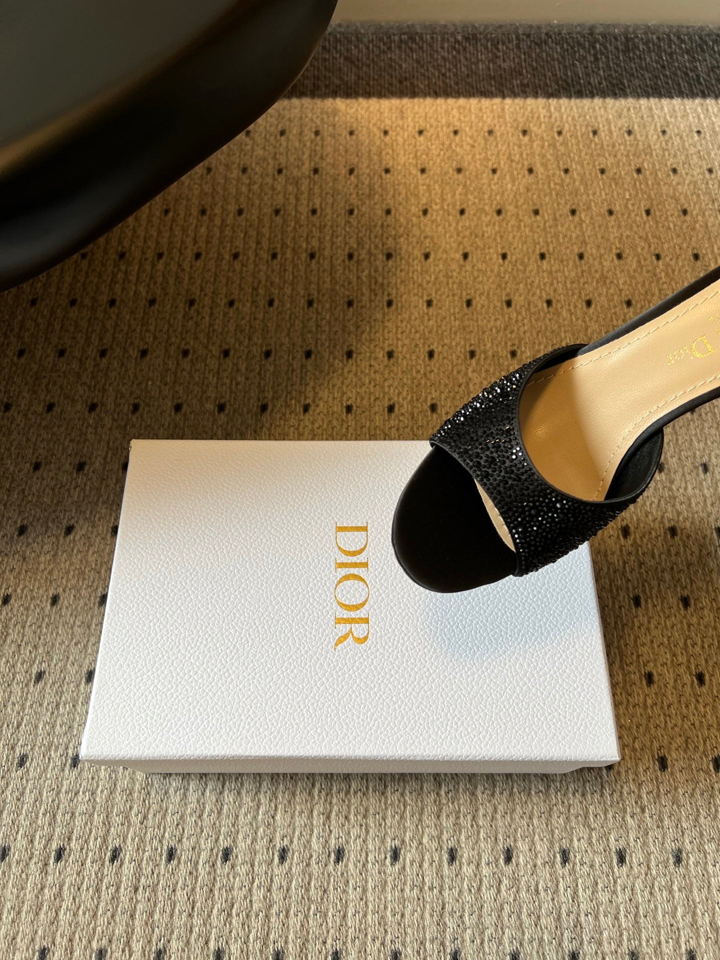 DIOR 26S HIGH-HEEL SANDALS 80 MM IN BLACK CRYSTAL-EMBELLISHED AND LAMBSKIN