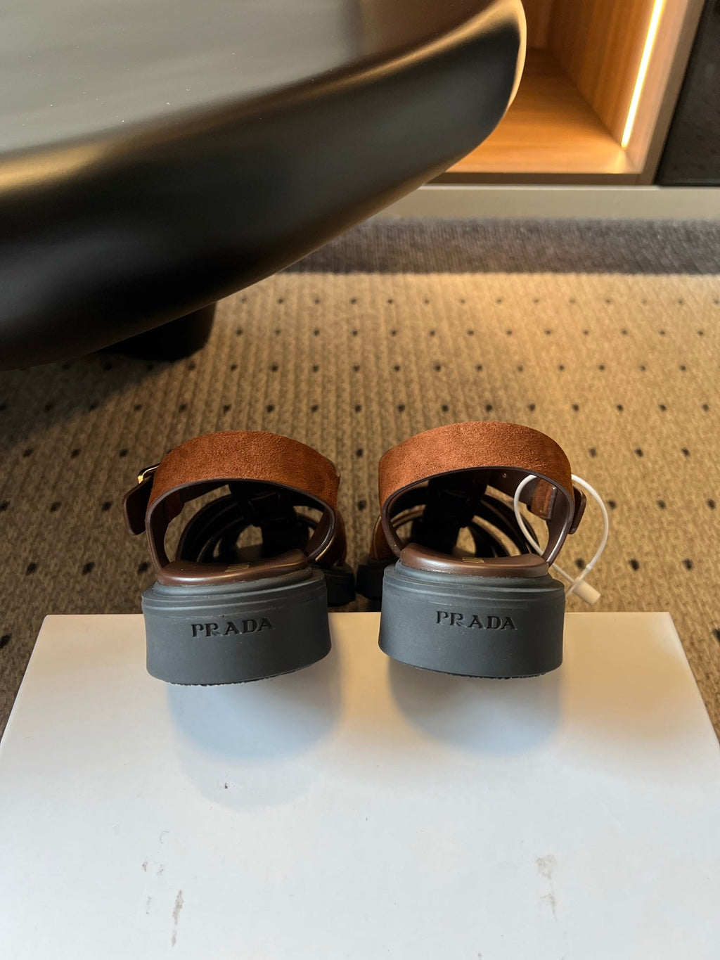 PRADA 26S ANKLE STRAP FISHERMAN SANDALS IN BROWN SUEDE