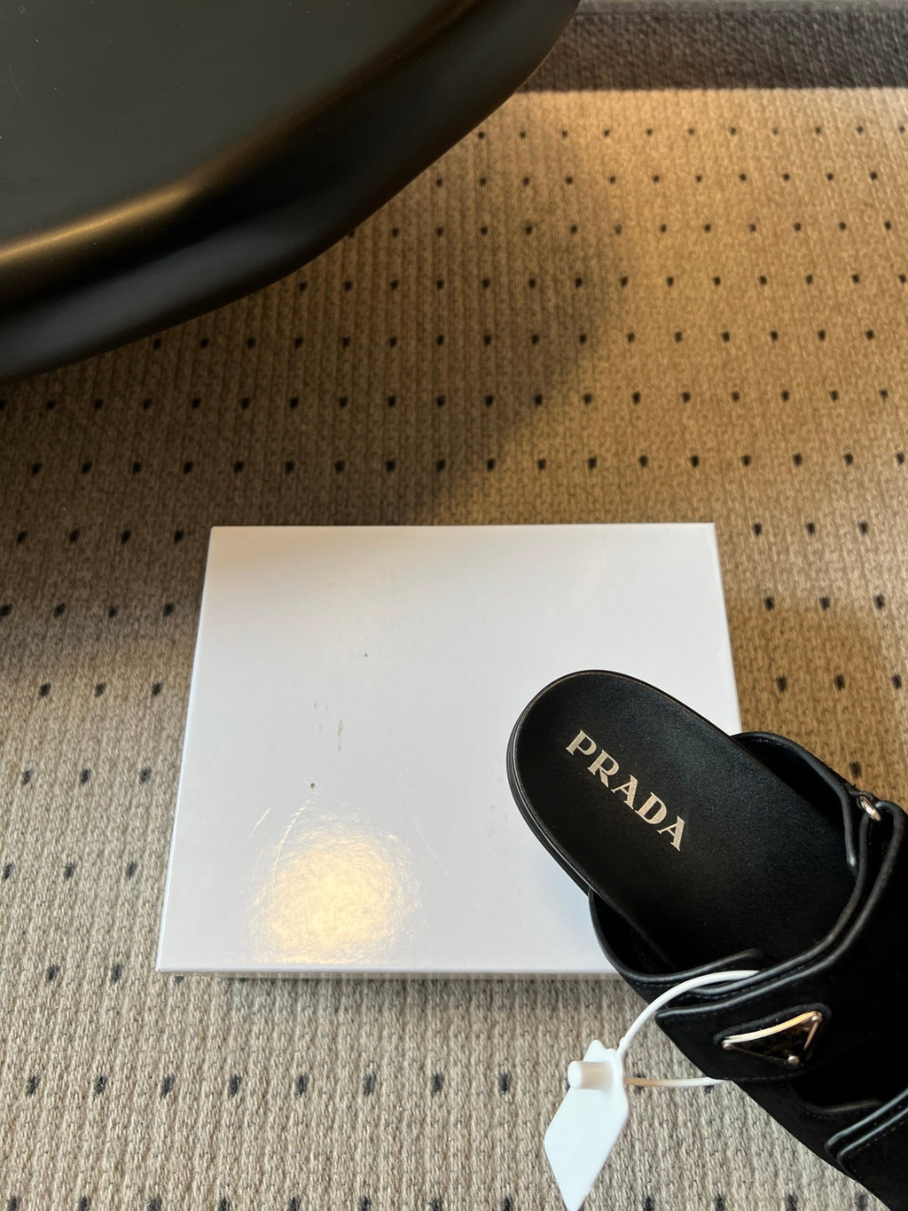 PRADA 26S DOUBLE STRAP SLIDES 35MM IN BLACK SUEDE