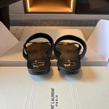 YSL 26S TWO-STRAP SANDALS IN BLACK LAMBSKIN