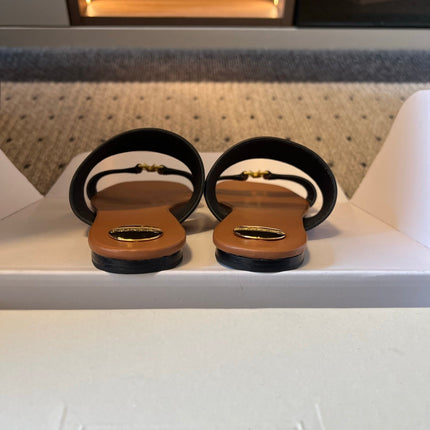 YSL 26S TWO-STRAP SANDALS IN BROWN LAMBSKIN