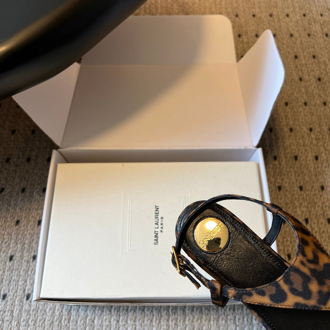 YSL 26S WIDE-STRAP THONG SANDALS IN LEOPARD PRINT FABRIC