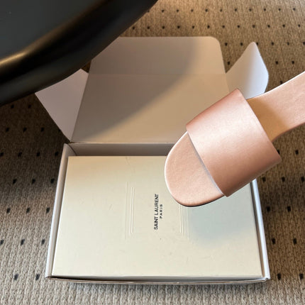 YSL 26S FLAT SLIDES IN NUDE SATIN