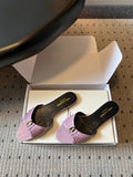 YSL 26S BABYLONE FLAT MULES IN LIGHT PURPLE LAMBSKIN