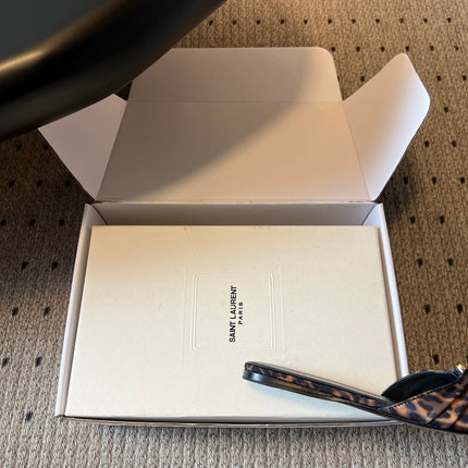 YSL 26S BABYLONE FLAT MULES IN LEOPARD PRINT FABRIC