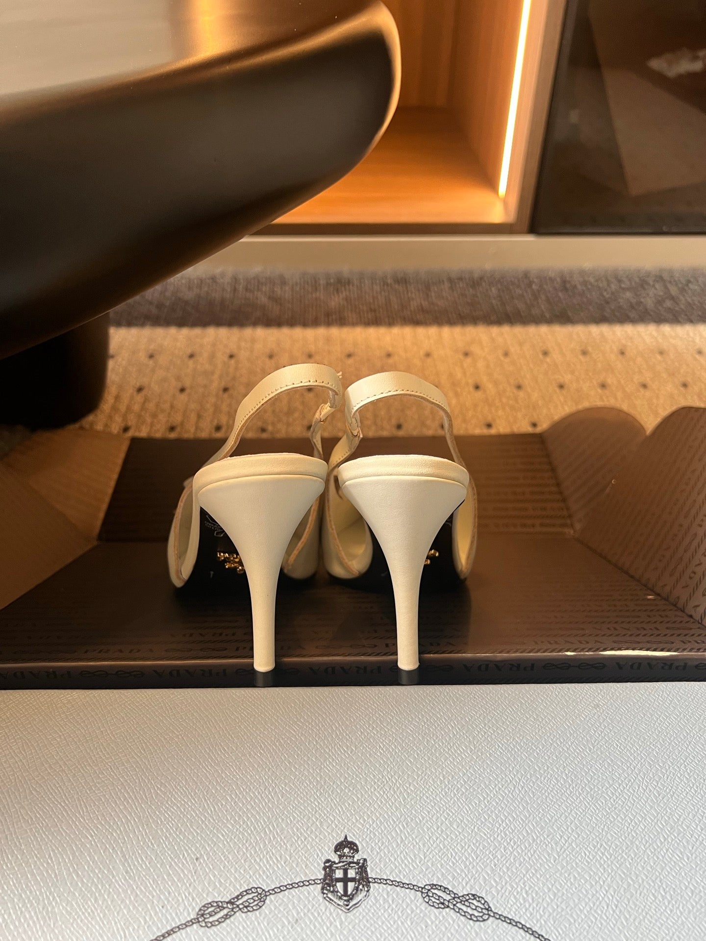 PRADA 26S POINTED TOE FRINGE BOW SLINGBACK PUMPS 85MM IN IVORY WHITE CALFSKIN