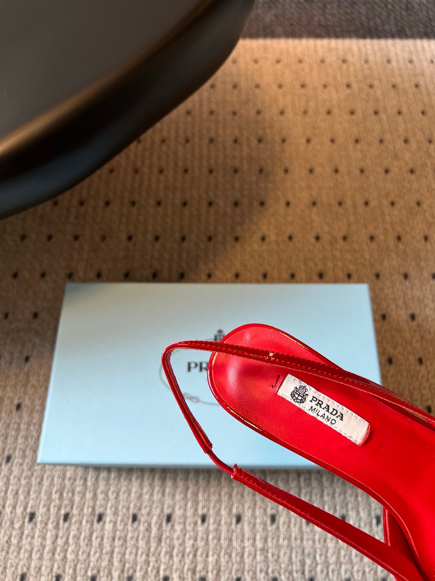 PRADA 26S BOW DETAIL SLINGBACK PUMPS 75MM IN RED PATENT CALFSKIN