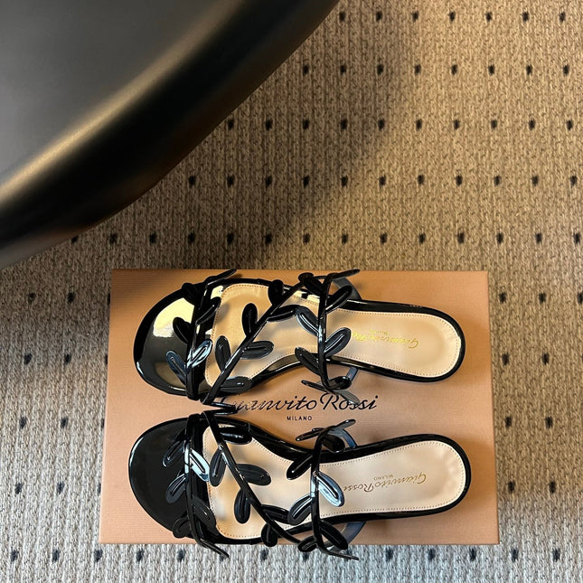 GIANVITO ROSSI 26S SANDALS IN BLACK LAMBSKIN