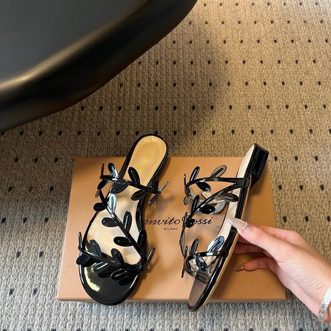 GIANVITO ROSSI 26S SANDALS IN BLACK LAMBSKIN