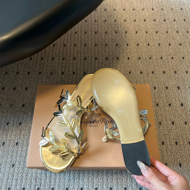 GIANVITO ROSSI 26S SANDALS IN GOLD LAMBSKIN