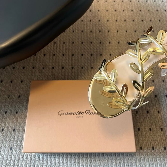 GIANVITO ROSSI 26S SANDALS IN GOLD LAMBSKIN