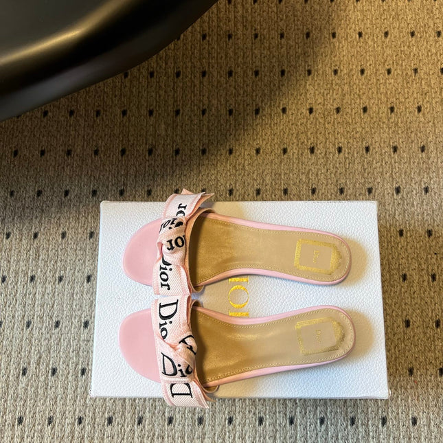 DIOR 26S DWAY SLIDE IN PINK FABRIC AND LAMBSKIN