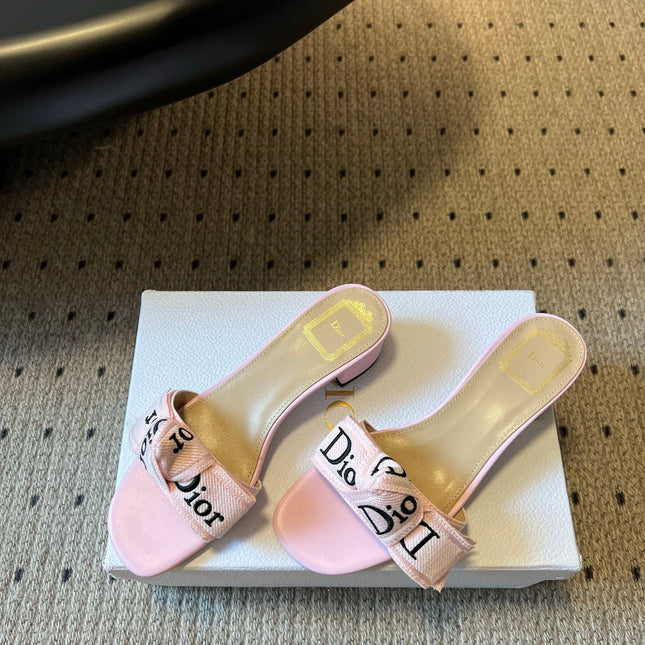 DIOR 26S HIGH-HEEL SANDALS 40 MM IN PINK FABRIC AND LAMBSKIN
