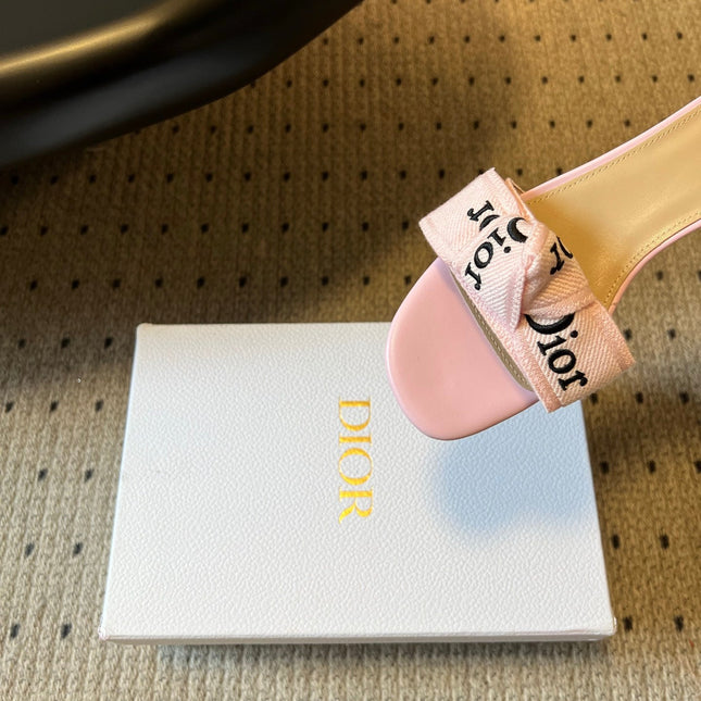 DIOR 26S HIGH-HEEL SANDALS 40 MM IN PINK FABRIC AND LAMBSKIN