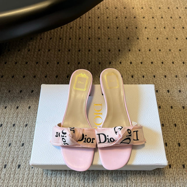DIOR 26S HIGH-HEEL SANDALS 40 MM IN PINK FABRIC AND LAMBSKIN